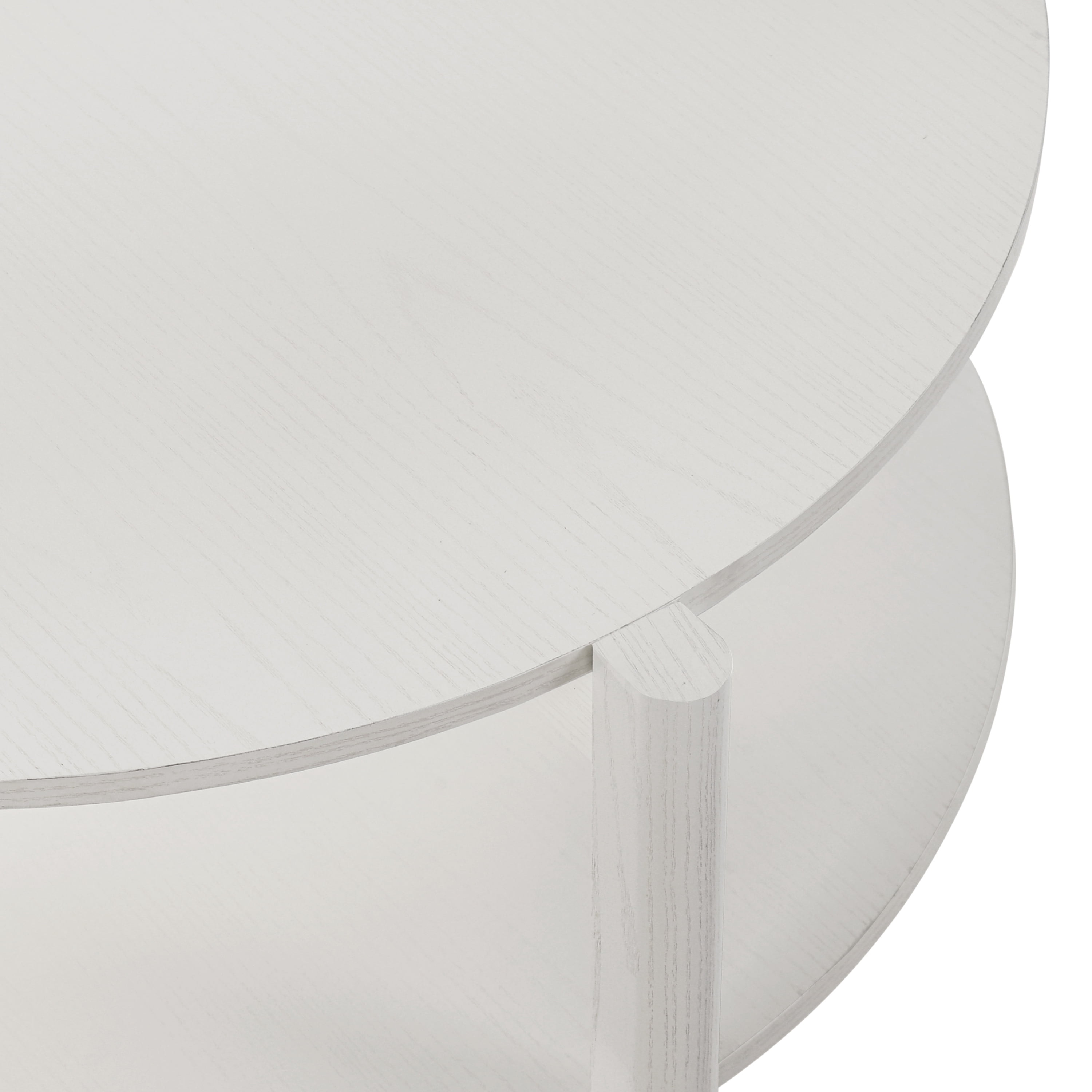 Furniture of America Afra Modern Wood Round Coffee Table with Open Bottom Shelf, White