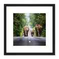 thumbnail image 1 of Khunkay Wild Elephants Road Forest Thailand Photo 8X8 Inch Square Wooden Framed Wall Art Print Picture with Mount, 1 of 4