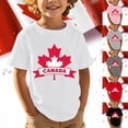 thumbnail image 2 of T-Shirt Canada Filles Drapeau du Canada Col Rond Manches Courtes Tee Garçons Fête Nationale T-Shirt Graphique Hauts Coupe Régulière Enfants Fille Fête du Canada Col Rond T-Shirt Imprimé Drapeau Canadien, 2 of 5
