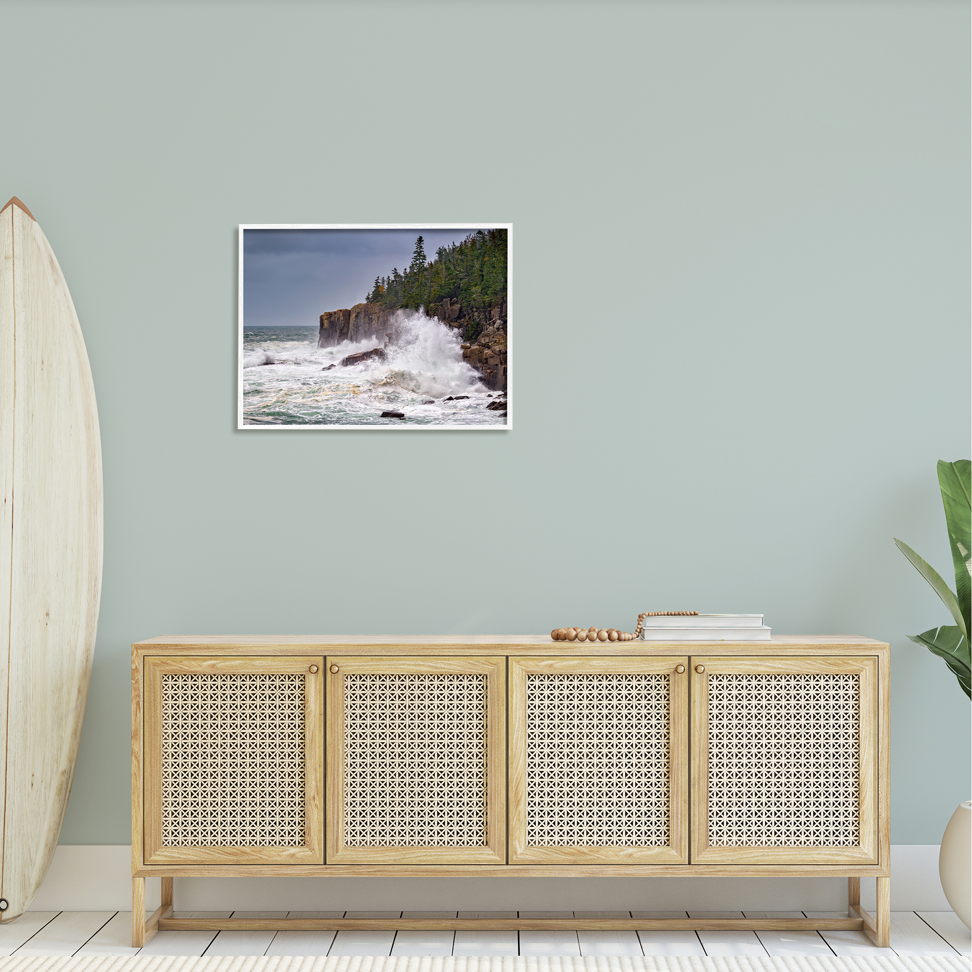 Stupell Crashing Ocean Waves Cliff Wall Landscape Photography White Framed Art Print Wall Art