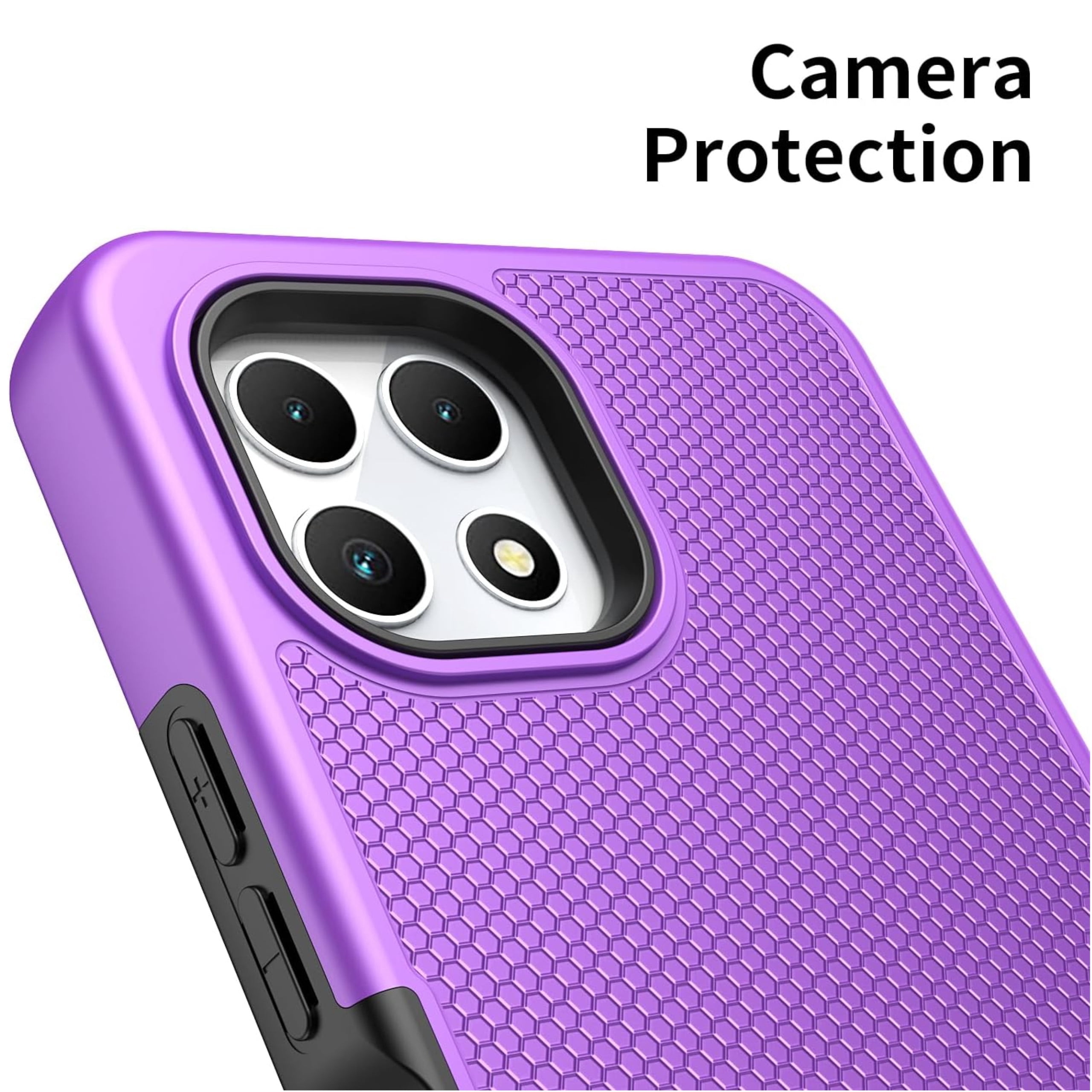 Xpression Phone Case For TCL K24 /TCL K23 Dual Layer Slim & Tough Hybrid Shockproof Heavy Duty Rubber TPU Matte with Textured Rugged Shell Protection Cover, Purple