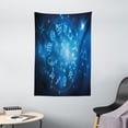 thumbnail image 1 of Astrology Tapestry, Abstract Horoscope Wheel with Signs Aquarius Lion Taurus Libra, Wall Hanging for Bedroom Living Room Dorm Decor, 40W X 60L Inches, Navy Blue White and Sky Blue, by Ambesonne, 1 of 2
