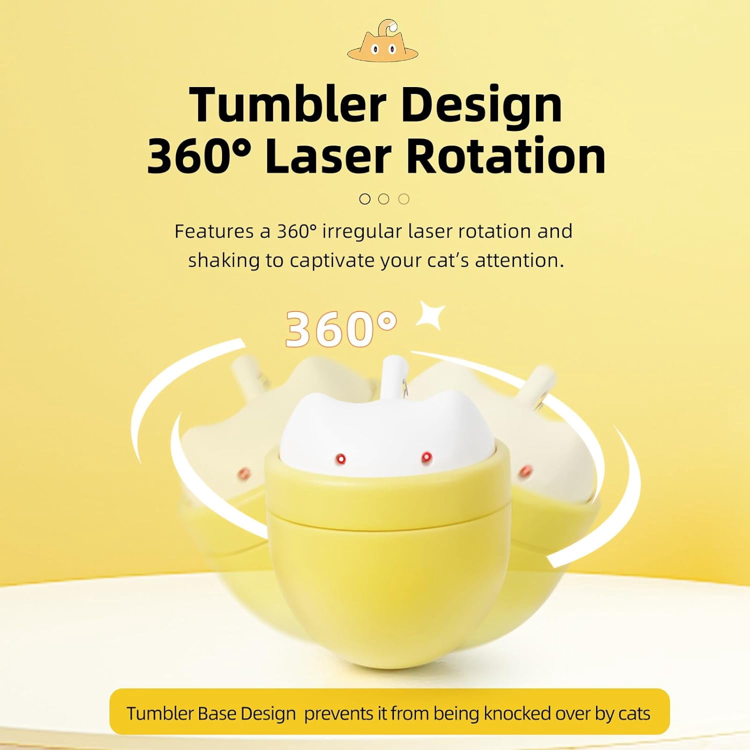 Automatic Laser Cat Toy with Dual Rotating Beams, USB Rechargeable & Motion Activated for Cats & Kittens