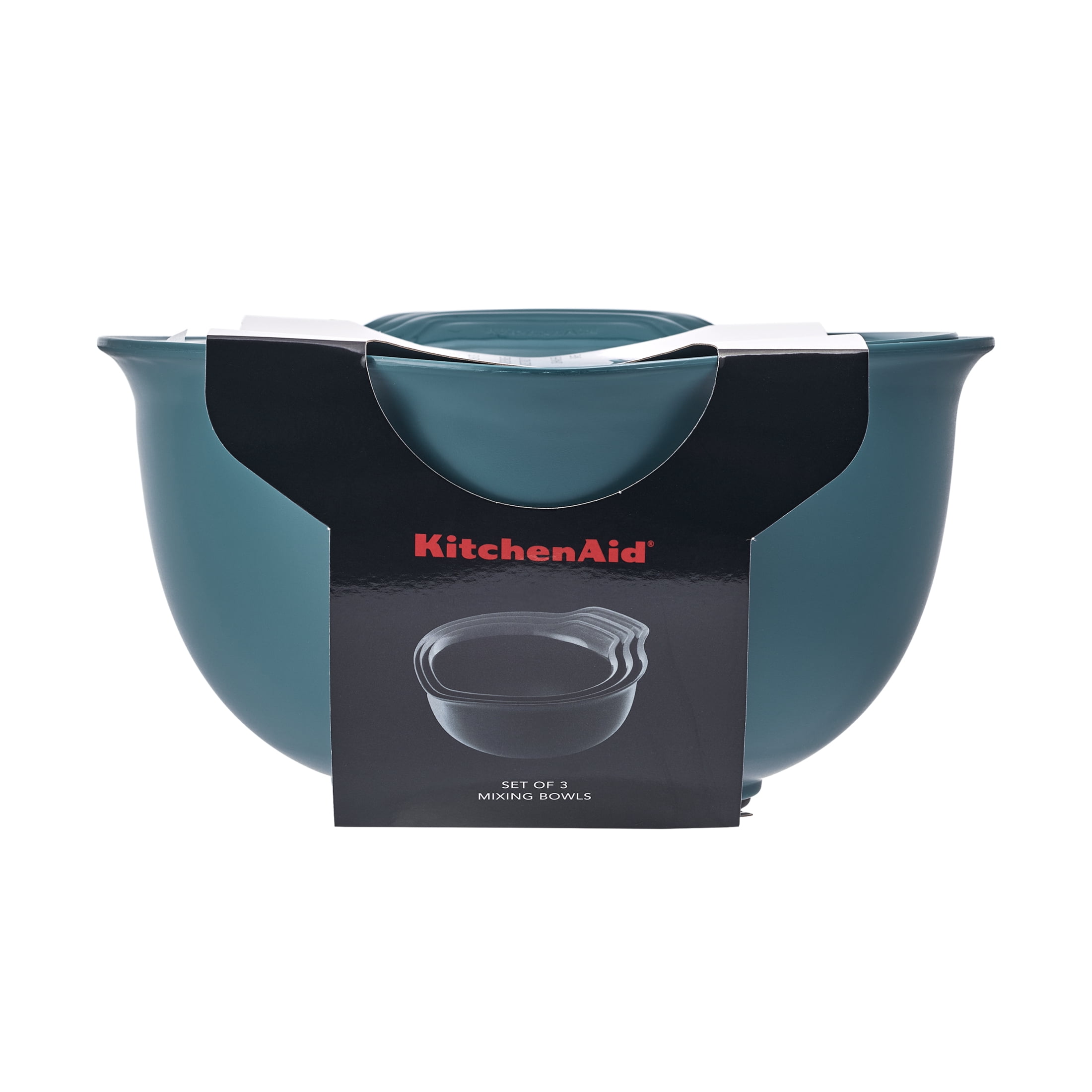 KitchenAid 3-Piece Nesting Plastic Mixing Bowls Set, Agave