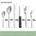 thumbnail image 3 of Bestdin 48 Pieces Silverware Set Service for 8, Flatware Sets with Steak Knives, Food Grade Stainless Steel Tableware Set, Use for Home Kitchen Restaurant Hotel, Dishwasher Safe, Mirror Polished, 3 of 7