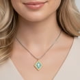 thumbnail image 2 of Blue Opal Cross Crucifix Necklace Faith Rhombus Birthstone Medallion Necklace, 2 of 6