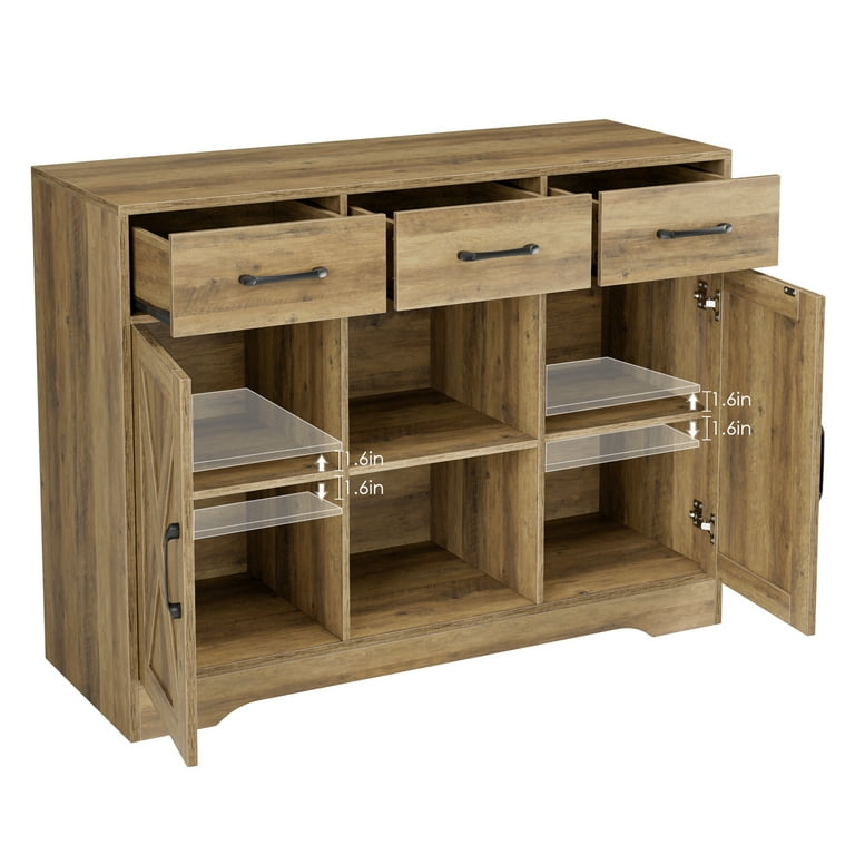 Homfa Sideboard Storage Cabinet with 3 Drawers & 3 Doors, 53.54