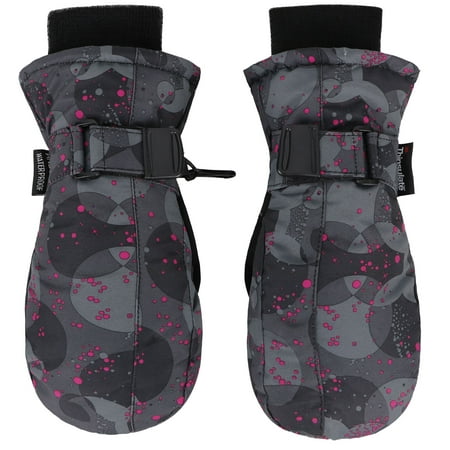 Polka Dots Mittens - Kids Thinsulate Lined Waterproof Ski Mittens Winter Gloves,Pink Dot