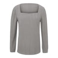 thumbnail image 3 of Women Square Neck Sweaters Plus Size Tunic Rib Shirts Pullover Tops Pleated Lantern Sleeve Jumper, 3 of 4
