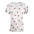 thumbnail image 4 of TIMIFIS Blouse Blanche pour Femmes, Manches Courtes, Col en V, Imprimée, Décontractée, avec Poches-Blanc, 4 of 5