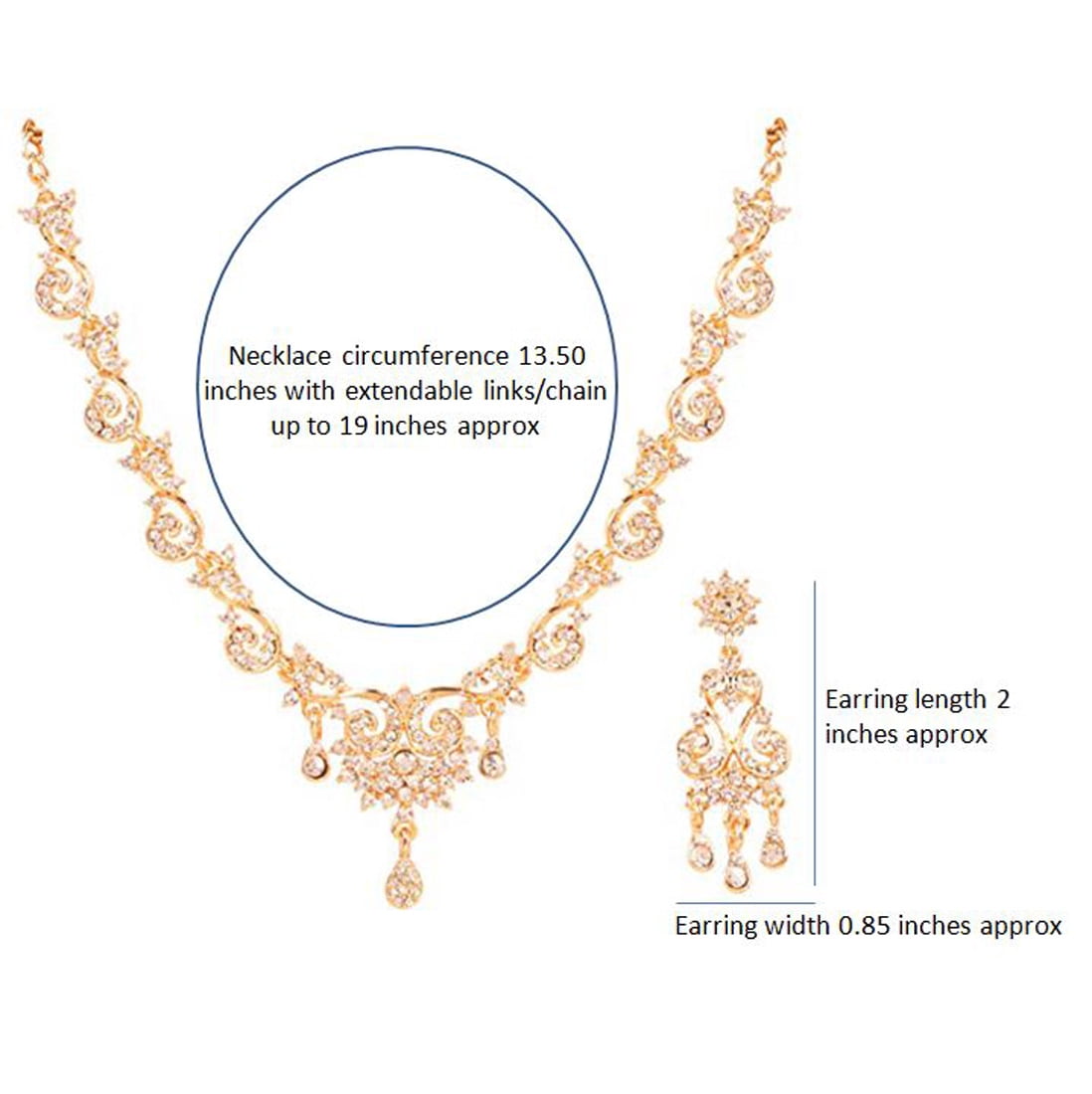 Sunsoul By Touchstone Indian Handcrafted White Rhinestone old Tone Jewelry Necklace Set For Women.