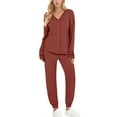 thumbnail image 3 of UVN Pajamas Sets for Women Long Sleeve Button Down Tops and Pants 2 Piece Outfit Fall Sleepwear Pjs Lounge Sets with Pockets, 3 of 9