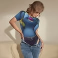 thumbnail image 3 of Rocae Trolls Ensemble pour une Pièce Col Rond Manches Courtes Justaucorps pour Femmes Décontracté Basique Justaucorps Combinaison Quotidienne T-Shirts-grand, 3 of 7
