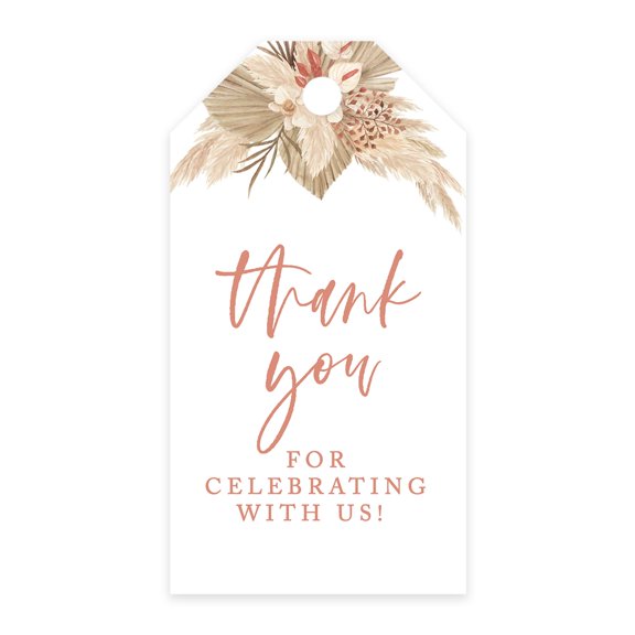 Koyal Wholesale Thank You For Celebrating With Us Favor Tags Boho Dried Palm Leaves Cardstock Tags with Bakers 100-Pk