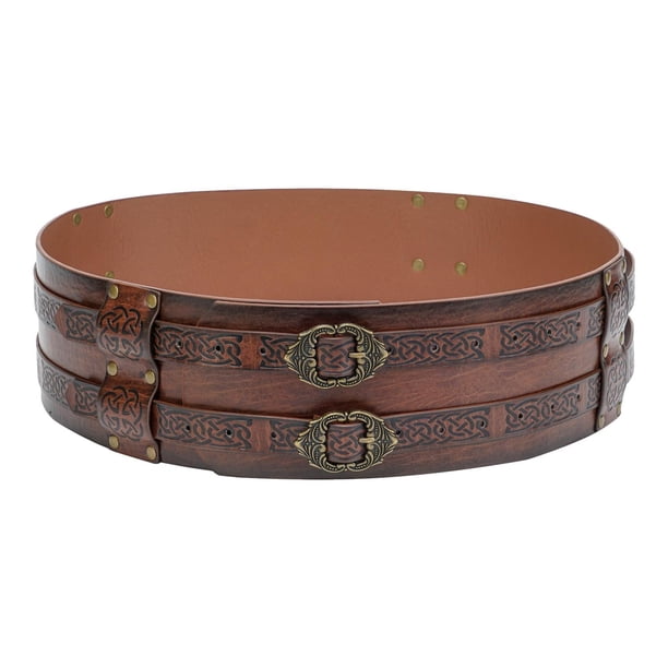 Sonducket Viking Wide Belt PU Leather Cosplay Belt Medieval for Men Dark Brown Ropa interior