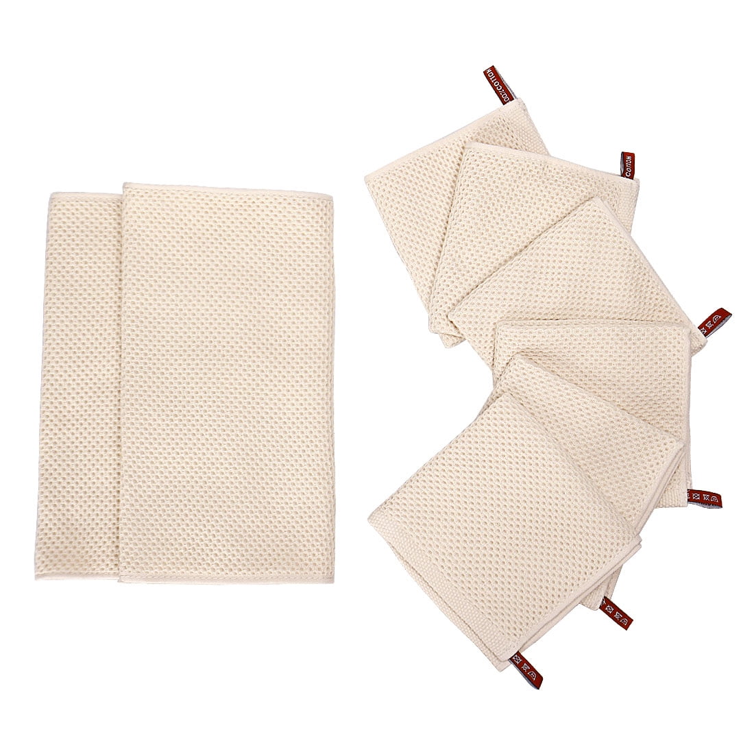 100 Cotton Waffle Kitchen Towels Dishcloths Set of 8 Beige Walmart