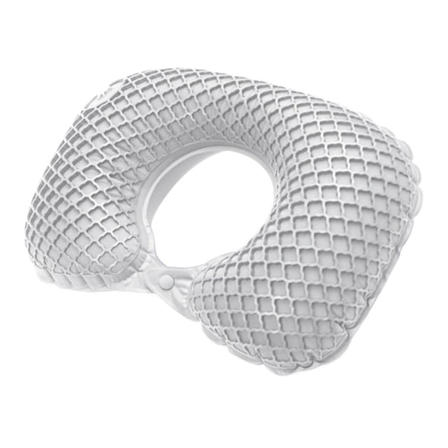 Bunblic Travel Pillow Inflatable Compact Lightweight Press Type Neck Pillow Self Inflating for Airplane Camping Car Train Home Office Light Gray