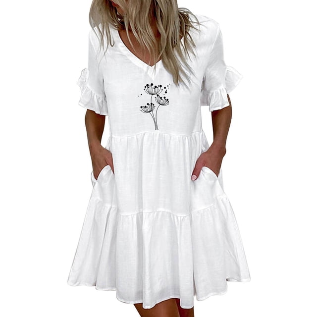 Birdeem Robes de Plage pour Femmes Aguichant Hawaïennes Imprimées Tropicales Sans Manches Mini Robe d'Été Ample Confortable Boho