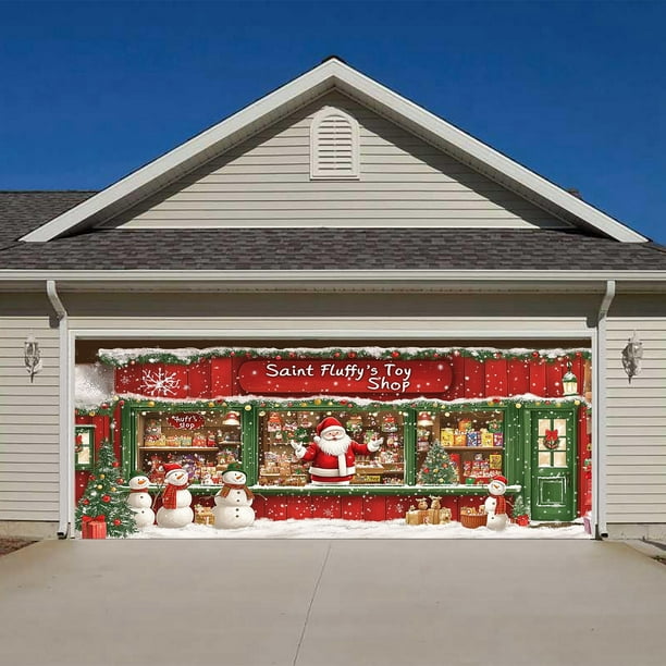 Adornos Navideños Para Puertas De Garaje. Pancarta Para Puertas De Garaje «Feliz Navidad». «Alegría Al Mundo» Para Las Fiestas Navideñas.