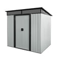 thumbnail image 6 of Olurrisa 6ft x 5ft Outdoor Metal Storage Shed with Lockable Sliding Doors and Transparent plate for Garden, Lawn ( White and Black ), 6 of 9