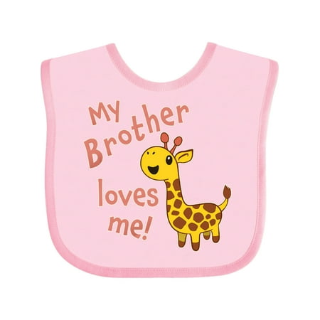 

Inktastic My Brother Loves Me- Cute Giraffe Gift Baby Boy or Baby Girl Bib