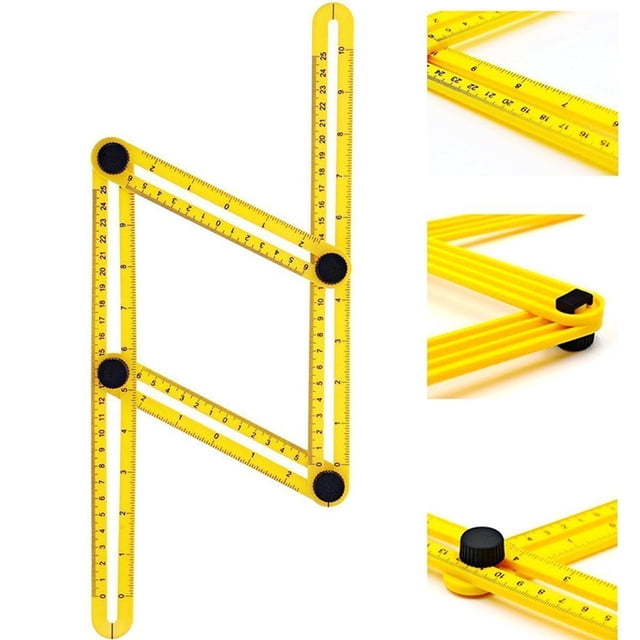 Herramienta de medición, regla de herramienta de plantilla de herramientas de diseño de múltiples ángulos para constructores/manitas/artesanías/carpintero amarillo 25CM Ormromra FLD-1799