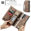 thumbnail image 4 of 2 in 1 Detachable for Samsung Galaxy S24 Ultra Wallet Case with Card Holder, Retro Premium Flip Leather Cover  Zipper Pocket Phone Cases 6.8'' (Coffee, S24 Ultra), 4 of 9