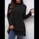 thumbnail image 4 of Camiseta Holgada de Larga con Cuello Alto y Estampado Geométrico de Jacquard para Mujer, Otoño e Invierno. Negro XXL, 4 of 10