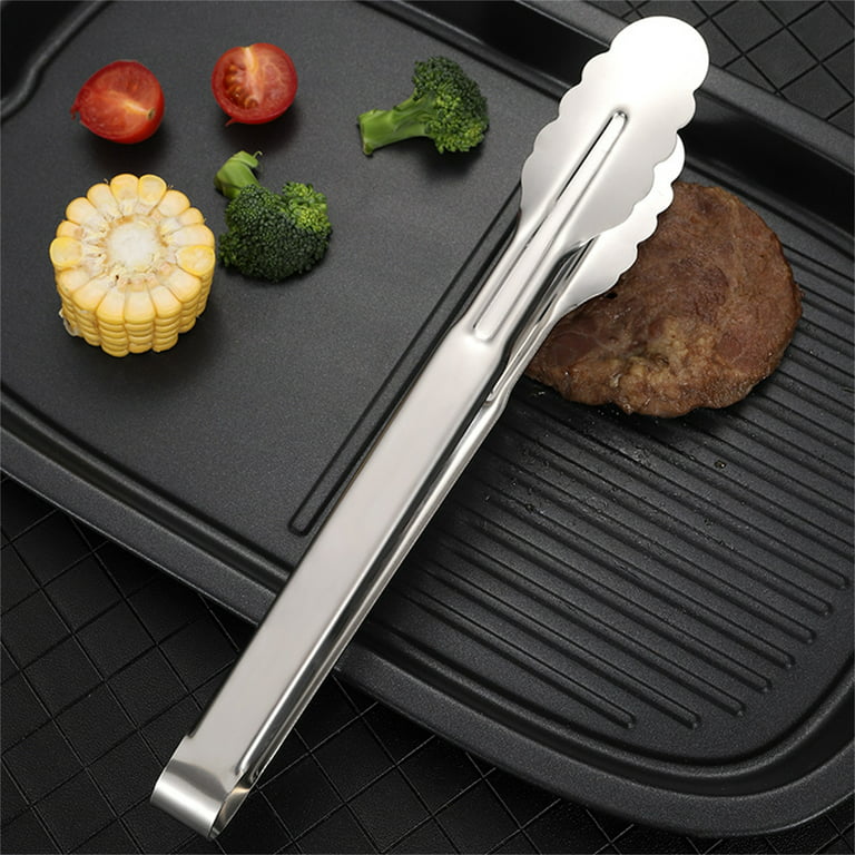 Stainless Steel Utility Food Tongs Kitchen Metal Tongs for Cooking Grilling  Barbecue BBQ and Serving Salad,Easy Clamp 