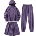 thumbnail image 3 of VBTAPA Sun Protection 3 Piece Sets for Men UPF 50+ Long Sleeve Hoodie Shorts Pants Set Zip Up Windbreaker Jacket Matching Set Outdoor Hiking Athletic Running Outfit Purple XXL, 3 of 6