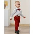 thumbnail image 4 of Baby Boy Clothes Suits 3-24 Months Floral Print Wedding Formal Outfits Suspender Pants Bowtie Hat, 4 of 15