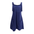 thumbnail image 4 of FcBaudy Camisole Sans Manches Robe Col en V, Robes d'Été pour Femmes, Robes de Mode pour Femmes Robe Unie Sans Manches à Bretelles avec Poches, 4 of 5