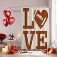 thumbnail image 4 of Love Rugby Shower Curtain, 72" x 72", Valentine's Day Abstract Brown Love Heart Heartbeat Rugby Waterproof Bathroom Curtain Washable Shower Curtain Set with 12 Hooks, 4 of 9