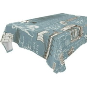 SKYSONIC 60”x90" Square Tablecloth with The Theme of Ancient Greece Prints, Anti-Wrinkle and Smooth Table Cloth for Kitchen/Home Decoration