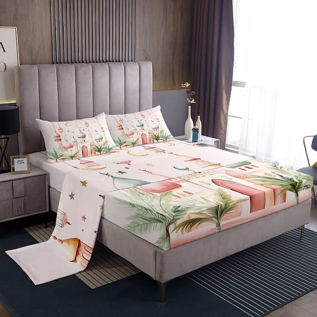 Erosebridal Ensembles de Draps Complets Château Rose, Literie de Conte de Fées de Rêve Format Full, Décor Style Princesse