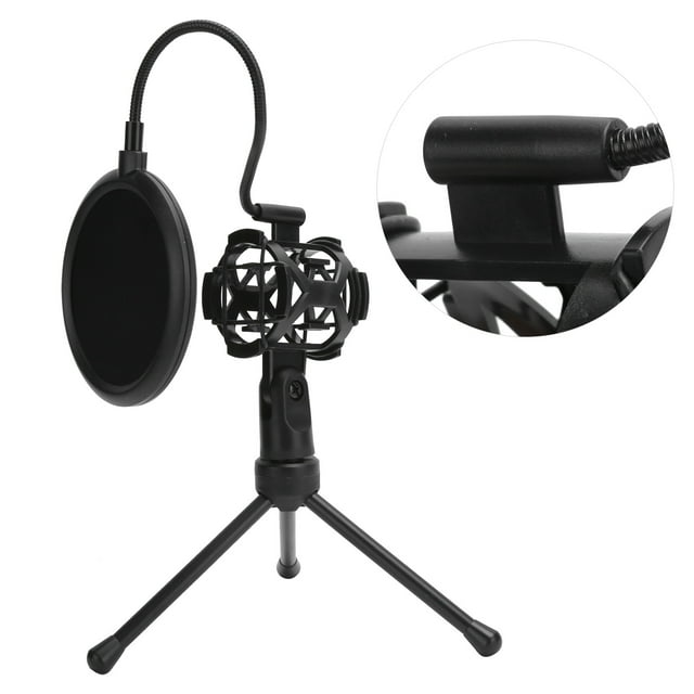 Ccdes Microphone Anti‑Spray Mesh,Microphone Anti‑Spray Filter Mesh Kit Microphone Wind Screen With Desktop Tripod Stand,Microphone Wind Mesh