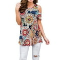 thumbnail image 1 of YAGHYAGH Womens Floral Print Cold Shoulder Tunic Blouse T Shirt Tops, 1 of 4