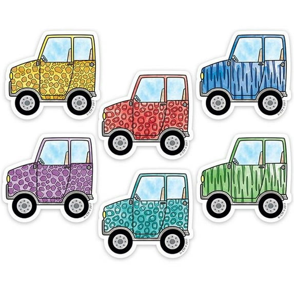 (6 Pk) 3In Safari Friends Vehicle Cut Outs Off Road Designer