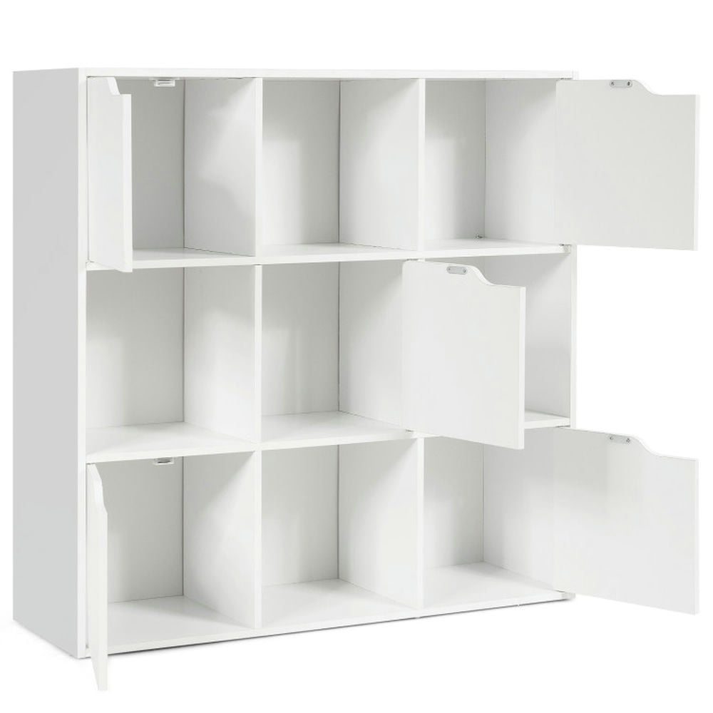 Demi Bonn Free Standing 9 Cube Storage Wood Divider Bookcase for Home and Office, White