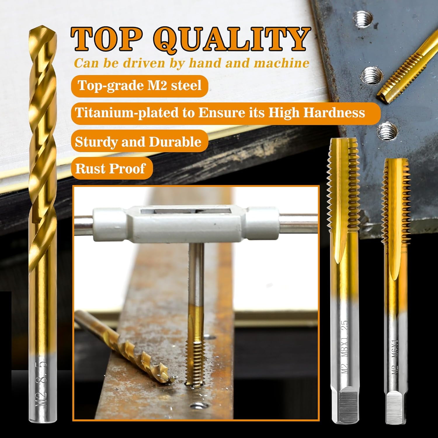 FRKSMD-M2.5x0.45 Tap and 2.05mm Drill Bit Kit, M2 HSS Metric Drill and Tap Set, Combination of Drill and Tap Kit for Metal
