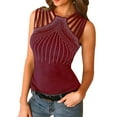 thumbnail image 1 of DYMADE Women Rhinestone Slim Fit Strappy Sexy Vest Tank Top, 1 of 2