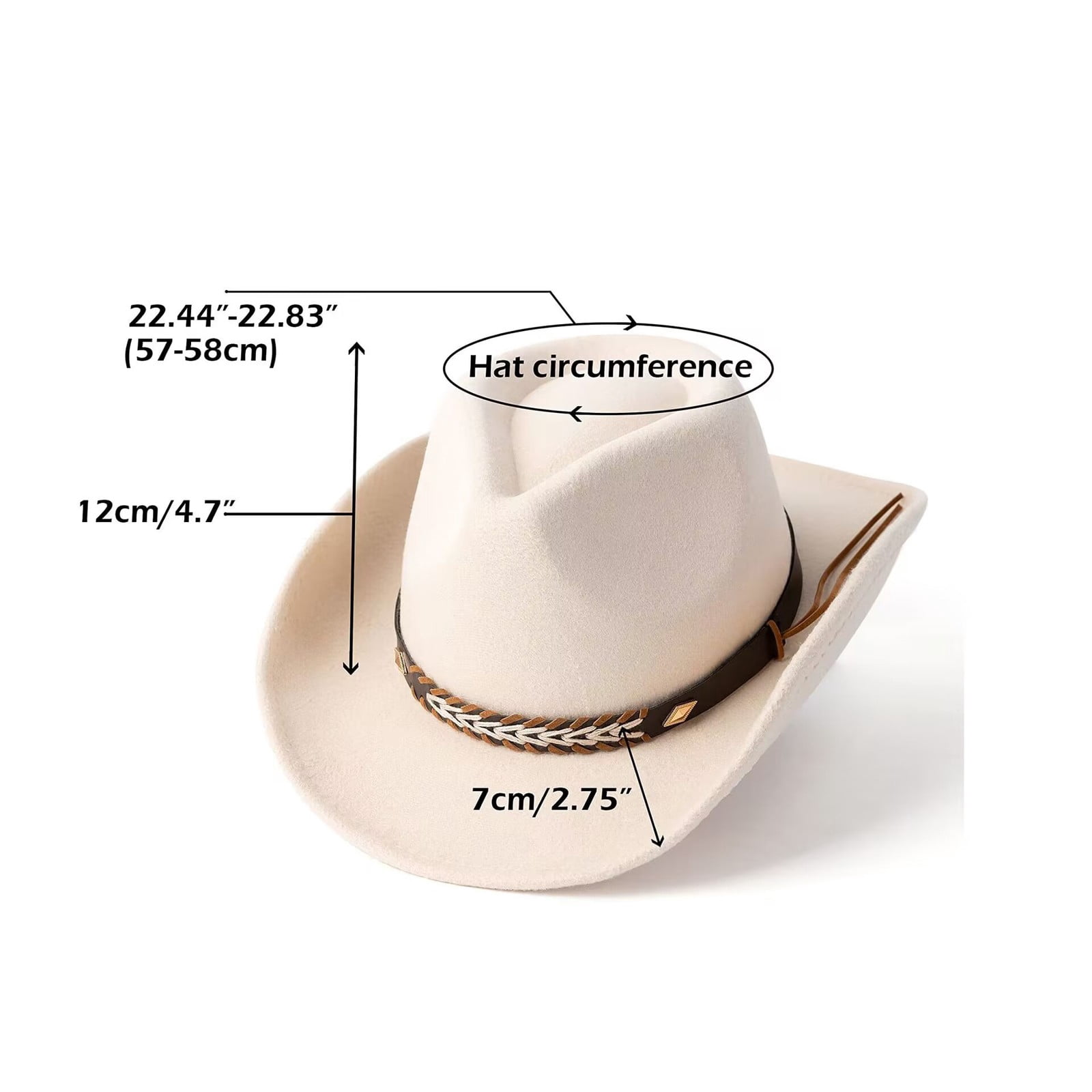 6115 Women\'s Western Cowboy Hat Rhinestone Wide Brim Cowgirl Coffee Iridescent White Rhinestone Fringe Cowboy Hat: Festival and  main image 3