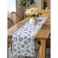 thumbnail image 4 of Burlap Table Runner 70 Inches Long, Summer Blue Flower Shell Conch on Retro Non-Slip Kitchen Table Runners for Dining Room Everyday Use Party Table Decorations Underwater World, 4 of 9