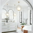 thumbnail image 4 of KCO Lighting Modern Large Globe Pendant Light, Brushed Brass Ceiling Hanging Lighting, Minimalist White Glass Round Pendant Lamp, 4 of 8