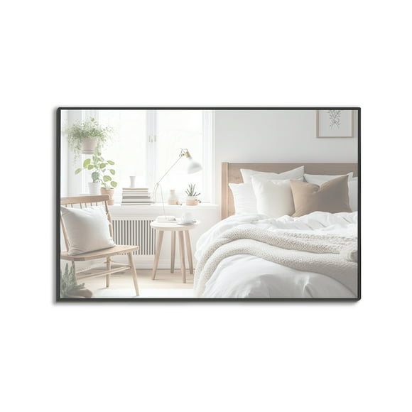 ESPEJO RECTANGULAR CON MARCO DE ALUMINIO COLOR NEGRO MATE DE 50X70CM, MARCA GRAVITA
