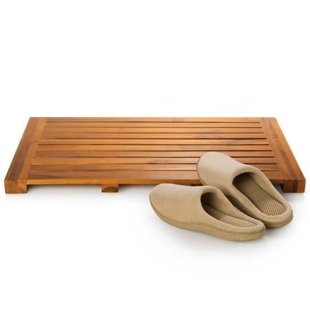 Taymor 24 X 16 Inch Teak Bath Mat Solid Natural Wood Luxury Spa