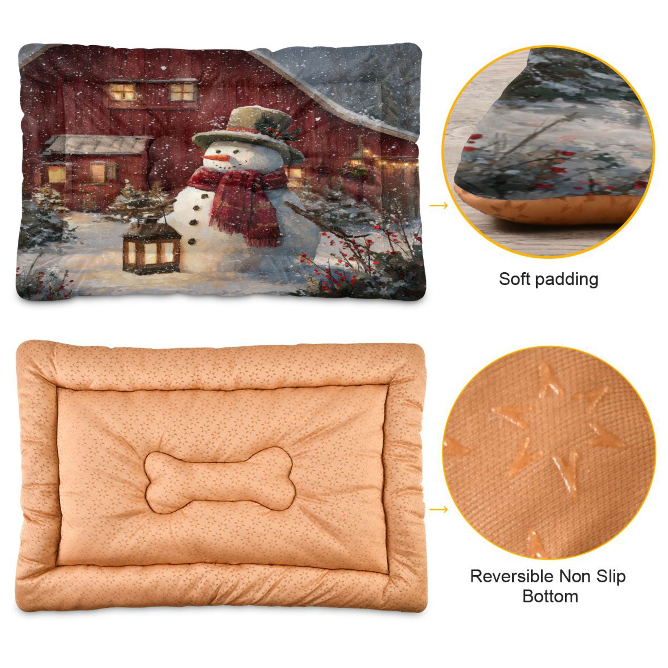 Qxltty Adorable Snowman Ped Pad Wear-resistant and Hard to Bite Through Sleeping Pad for Small Medium Large Dogs Winter Pet Bed 36×24in
