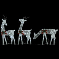Outdoor 3 Reindeer Christmas Decoration, 90 Cool White LEDs, Steel