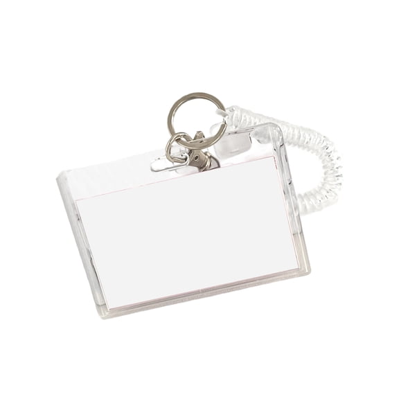 Clear Card Protector with Spring-Loaded Clip Photocard Case for Work, Travel, Conference Use
