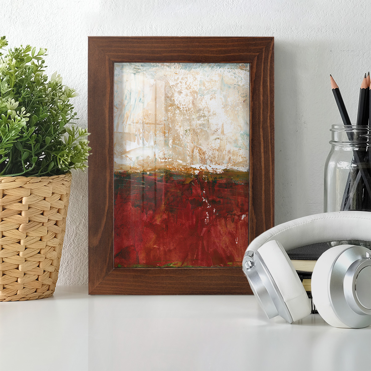 August Horizon I -Framed Print w/glass-Chestnut